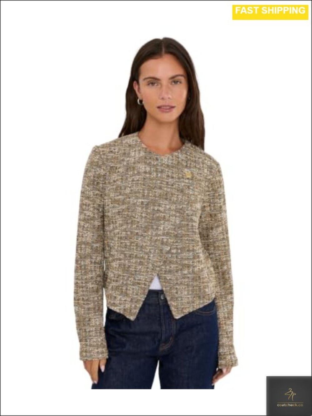 Liverpool Los Angeles Collarless Moto Jacket Boucle Knit